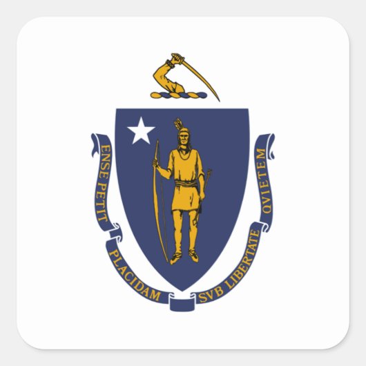 Massachusetts-Flagge Quadratischer Aufkleber (Vorderseite)