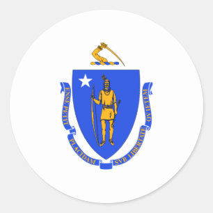 Massachusetts-Flagge Runder Aufkleber