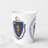 Massachusetts-Flagge & Siegel, Flagge von Massachu Pappbecher (Vorderseite)