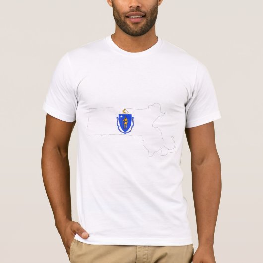 Massachusetts-Flaggen-Karte T-Shirt (Vorderseite)