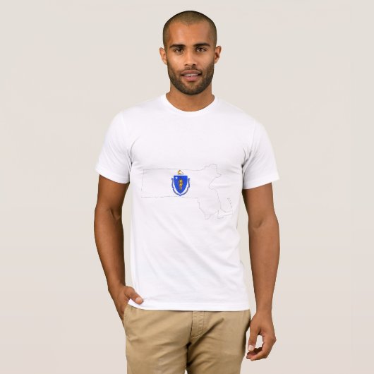 Massachusetts-Flaggen-Karte T-Shirt (Vorne ganz)