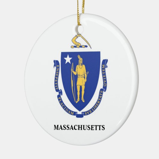 Massachusetts-Flaggen-Verzierung (MA) Keramik Ornament (Links)
