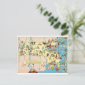 Massachusetts Funny Vintag Map Postkarte (Stehend Vorderseite)