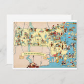 Massachusetts Funny Vintag Map Postkarte (Vorne/Hinten)