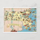 Massachusetts Funny Vintag Map Postkarte (Vorderseite)