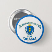 MASSACHUSETTS FÜR OBAMA-Knopf Button (Vorne & Hinten)