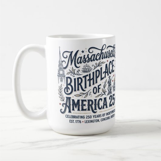 Massachusetts: Geburtsort Amerikas 250 Kaffeetasse (Links)