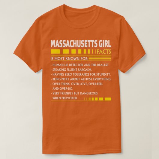 Massachusetts Girl Facts T-Shirt (Design vorne)