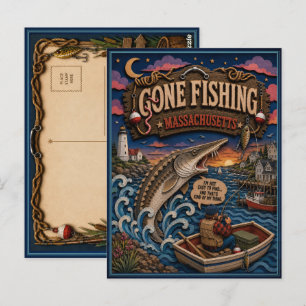 Massachusetts Gone Fishing Atlantischer Stör Postkarte
