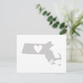Massachusetts Gray Staat Map Form mit Herz Postkarte (Stehend Vorderseite)