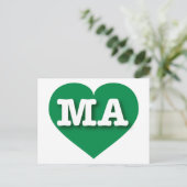 Massachusetts Green Heart - I Liebe MA Postkarte (Stehend Vorderseite)