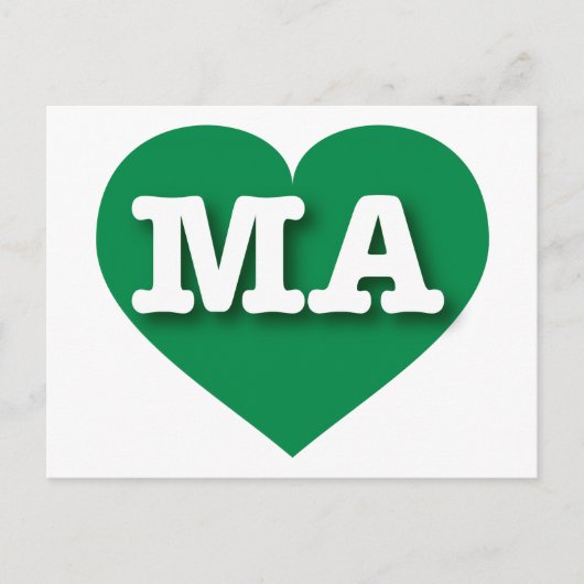Massachusetts Green Heart - I Liebe MA Postkarte (Vorderseite)