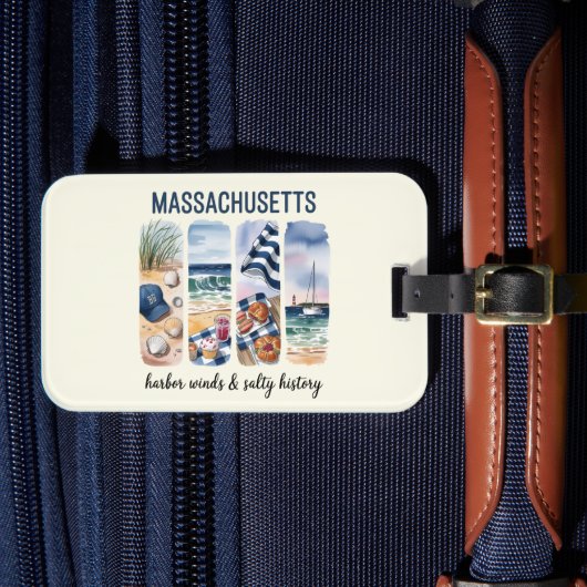 Massachusetts - Hafenwinden und salzige Geschichte Gepäckanhänger (Vorderseite Insitu 4)