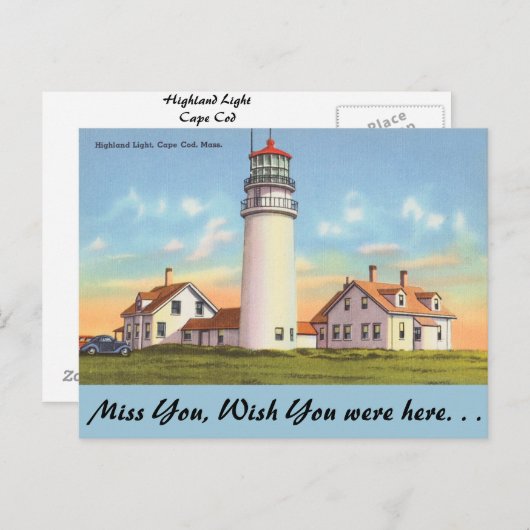Massachusetts, Highland Light, Cape Cod Postkarte (Vorne/Hinten)
