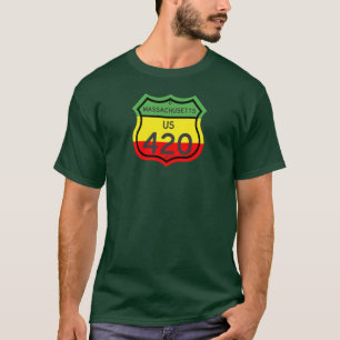 Massachusetts Highway in Rasta-Farben T-Shirt