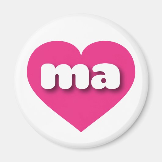 Massachusetts Hot Pink heart - I Liebe ma Magnet (Vorne)