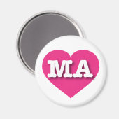Massachusetts Hot Pink Heart - I Liebe MA Magnet (Vorderseite/Rückseite)