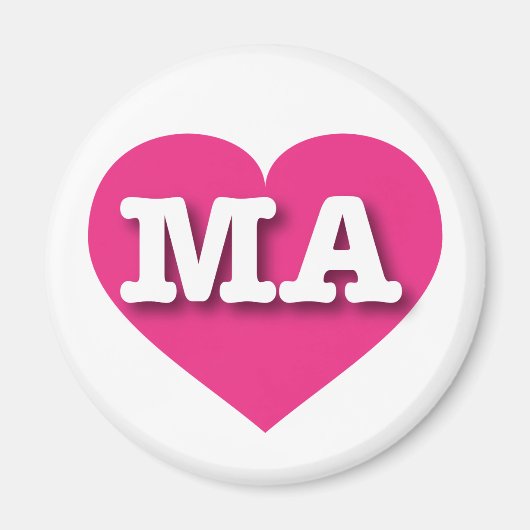 Massachusetts Hot Pink Heart - I Liebe MA Magnet (Vorne)
