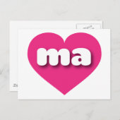 Massachusetts Hot Pink heart - I Liebe ma Postkarte (Vorne/Hinten)
