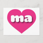 Massachusetts Hot Pink heart - I Liebe ma Postkarte (Vorderseite)
