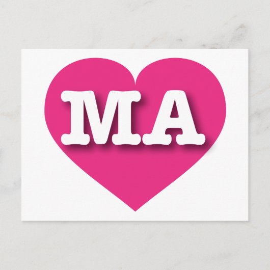 Massachusetts Hot Pink Heart - I Liebe MA Postkarte (Vorderseite)