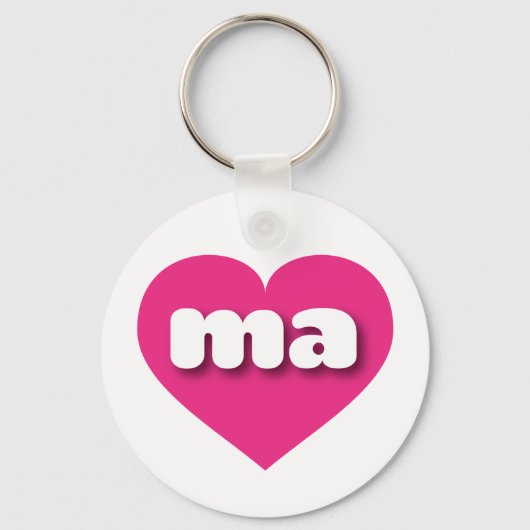 Massachusetts Hot Pink heart - I Liebe ma Schlüsselanhänger (Vorderseite)