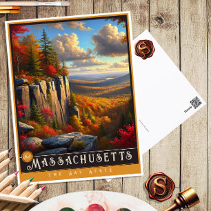 Massachusetts Hyperrealistische Postkarte des Bu