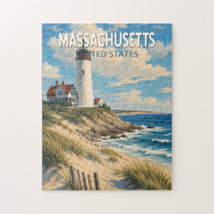 Massachusetts Illustration Reise Kunst Vintage Puzzle