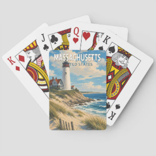 Massachusetts Illustration Reise Kunst Vintage Spielkarten
