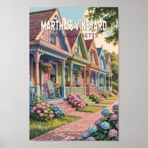 Massachusetts Illustration Retro Poster