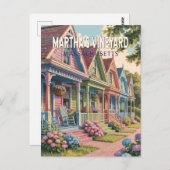 Massachusetts Illustration Retro Postkarte (Vorne/Hinten)