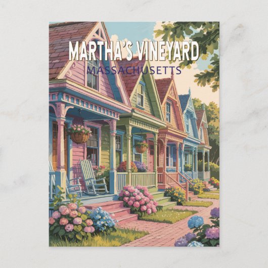 Massachusetts Illustration Retro Postkarte (Vorderseite)