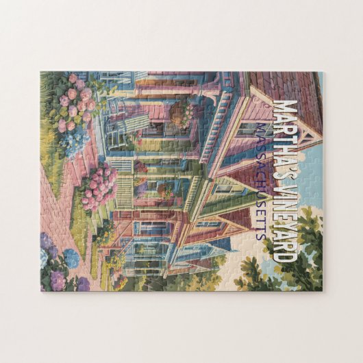 Massachusetts Illustration Retro Puzzle (Horizontal)