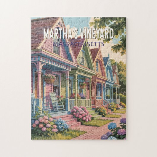 Massachusetts Illustration Retro Puzzle (Vertikal)