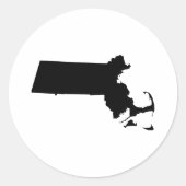 Massachusetts in Schwarz Runder Aufkleber (Vorderseite)