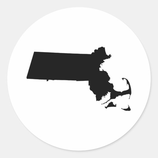 Massachusetts in Schwarz Runder Aufkleber (Vorderseite)