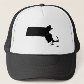 Massachusetts in Schwarz Truckerkappe (Vorderseite)