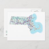 Massachusetts Interstate Map Postcard Postkarte (Vorne/Hinten)