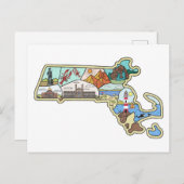 Massachusetts Karte Boston Cape Cod Salem Souvenir (Vorne/Hinten)