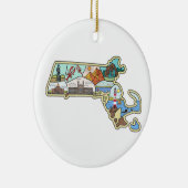 Massachusetts Karte Boston Cape Cod Salem Souvenir Keramik Ornament (Rechts)