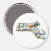 Massachusetts Karte Boston Cape Cod Salem Souvenir Magnet (Vorderseite/Rückseite)
