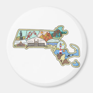 Massachusetts Karte Boston Cape Cod Salem Souvenir Magnet