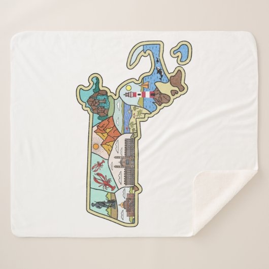 Massachusetts Karte Boston Cape Cod Salem Souvenir Sherpadecke (Vorderseite (Horizontal))