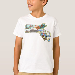 Massachusetts Karte Boston Cape Cod Salem Souvenir T-Shirt