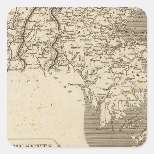 Massachusetts Karte von Arrowsmith Quadratischer Aufkleber (Vorderseite)