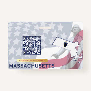 MASSACHUSETTS - Kind-ID - USA-Flaggenrahmen Ausweis