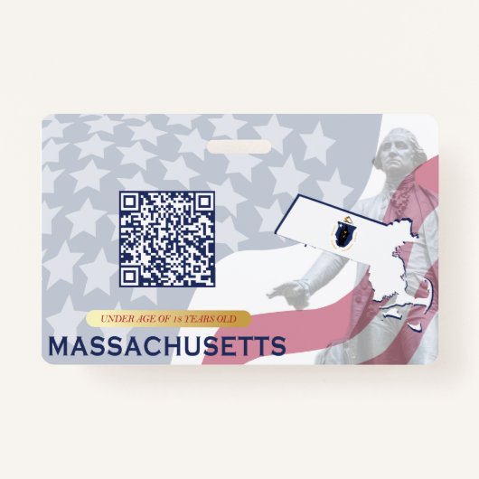MASSACHUSETTS - Kind-ID - USA-Flaggenrahmen Ausweis (Rückseite)