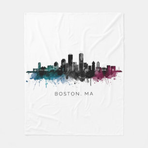 Massachusetts-Kunst Boston MA Skyline Aquarell Fleecedecke