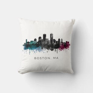 Massachusetts-Kunst Boston MA Skyline Aquarell Kissen