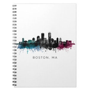 Massachusetts-Kunst Boston MA Skyline Aquarell Notizblock
